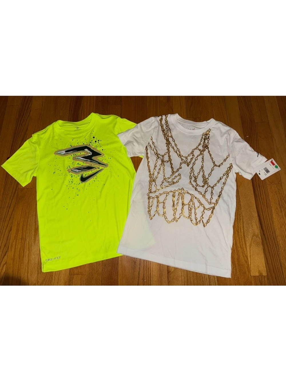 Nike Kids Neon Yellow Athletic Tee & White Chain Graphic Tee - 2-Pack